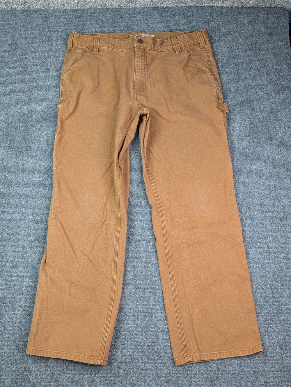 Carhartt Pants Mens 38x30 Brown Canvas Relaxed Fit Carpenter Workwear